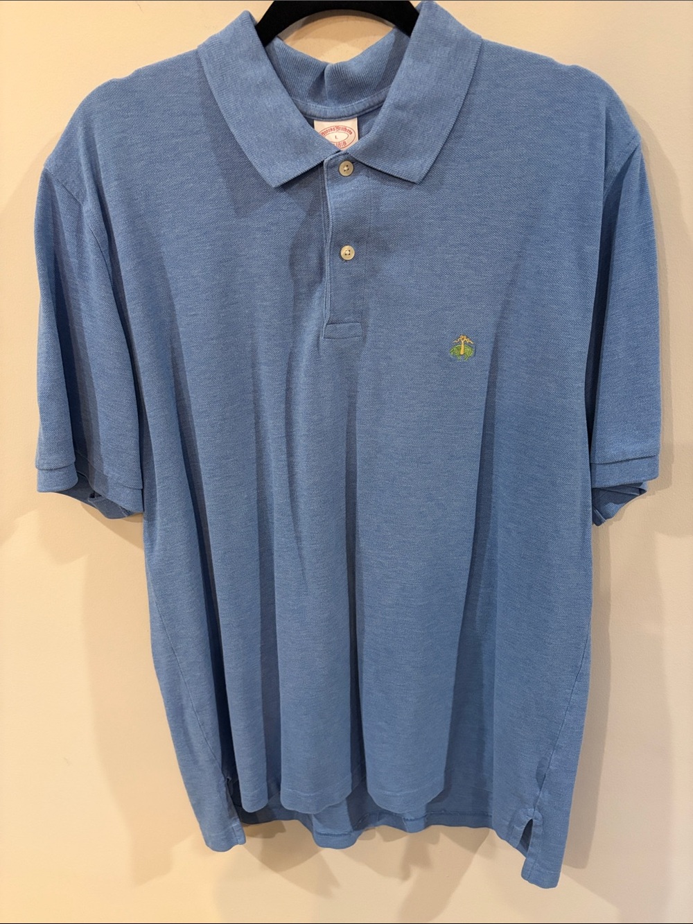 Brooks Brothers Light Blue Polo Shirt with Green Logo Men's L